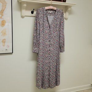 Loft Floral Midi Shirtdress in Phantom Grey